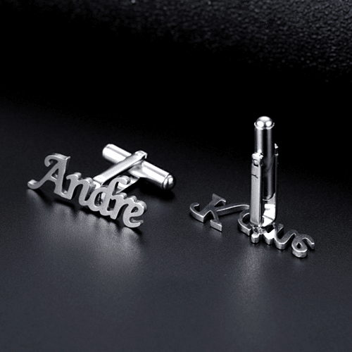 wholesale personalised silver name cufflinks and tie clip made to order suppliers and manufacturers
